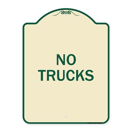 Signmission Designer Series Truck No Trucks, Tan & Green Heavy-Gauge Aluminum Sign, 24" x 18", TG-1824-22786 A-DES-TG-1824-22786